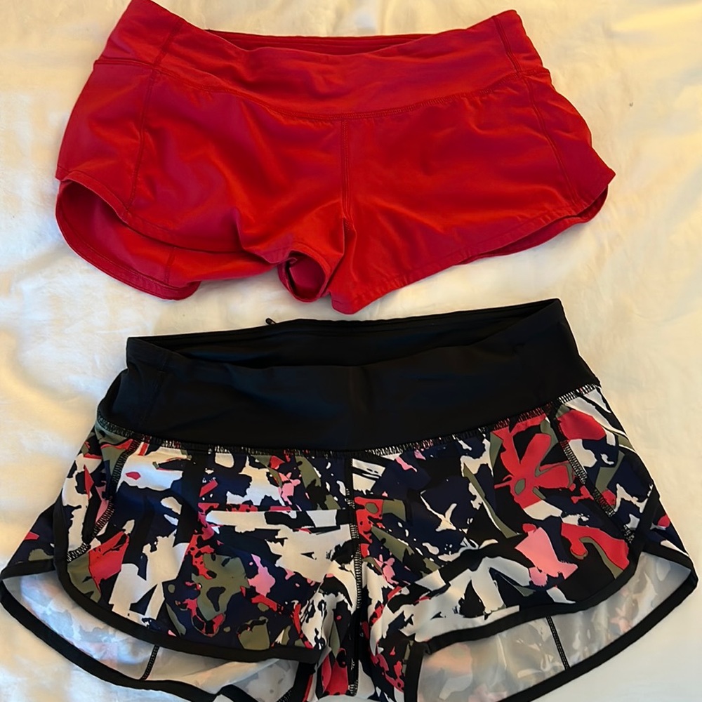 Lululemon speed up low rise shorts.
